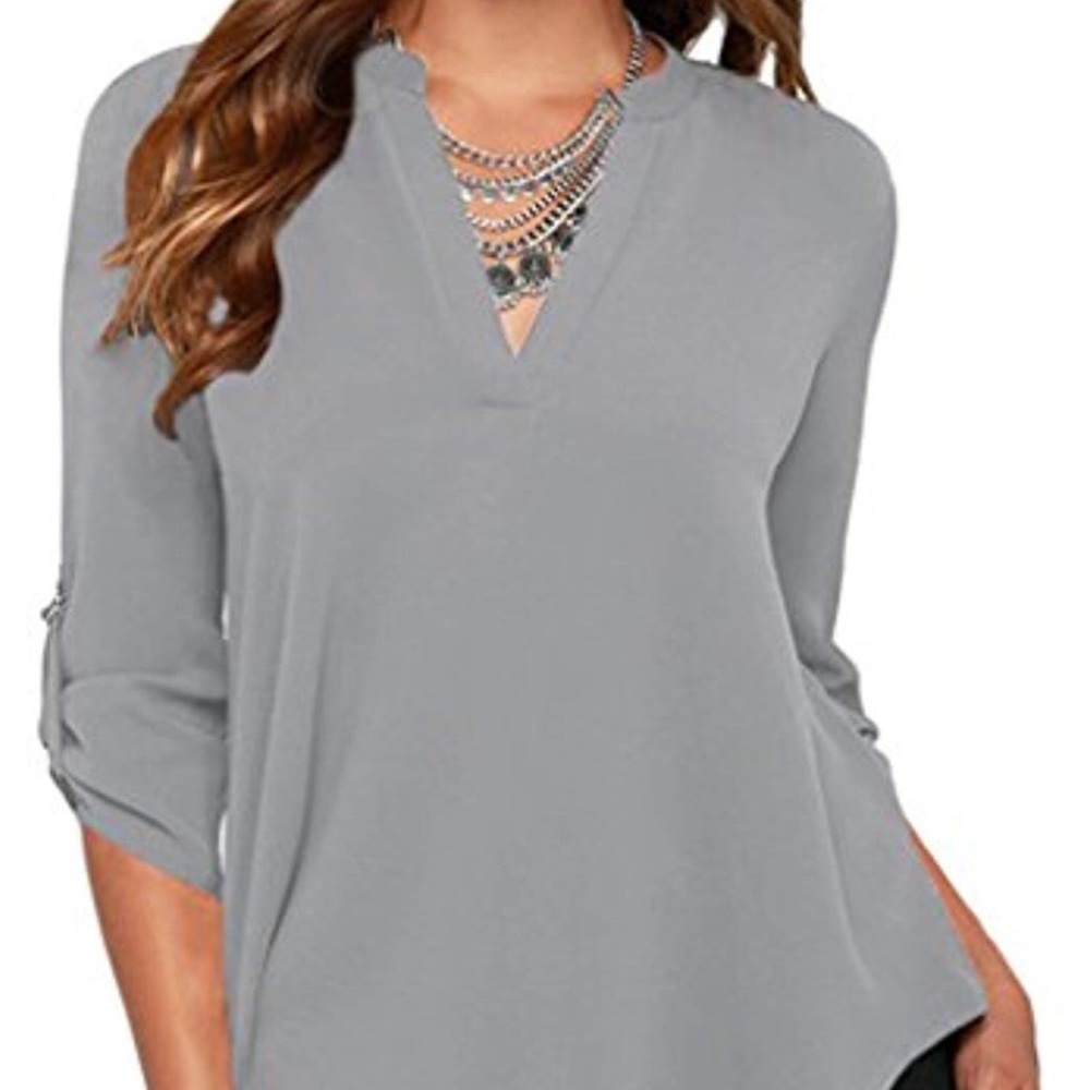 COPY - Gray thin shirt. 95% polyester 5% spandex